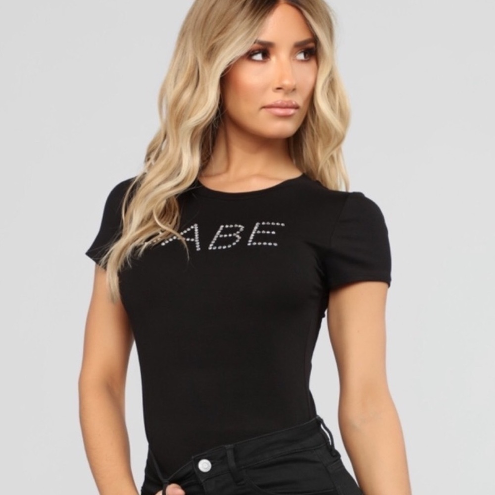 Rhinestones babe black t shirt